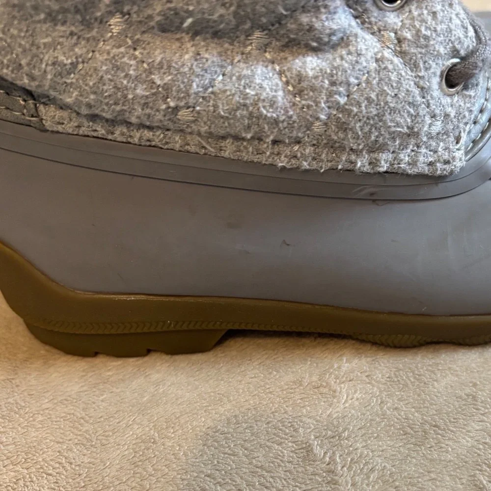 Sperry Kids Saltwater Grey Quilted Wool Duck Boots SCK165867 Size 1M